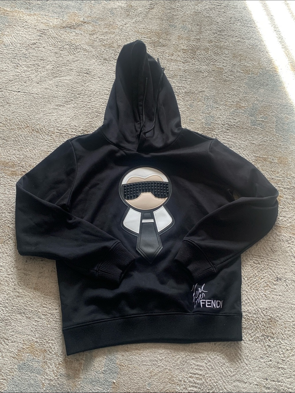 Fendi x Karl lagerfeld Black Hooded Sweater with Character Patch small